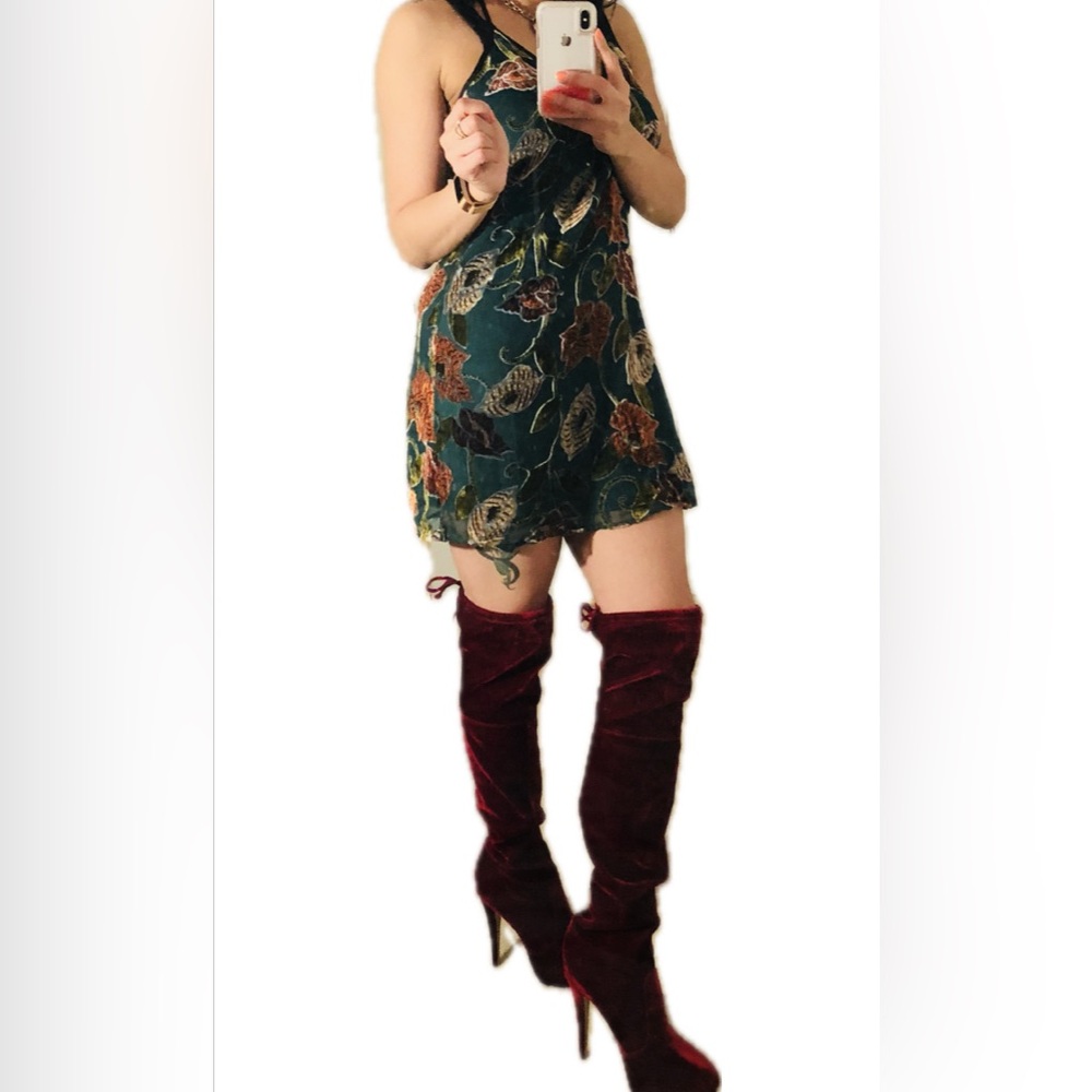 Cross strap sheer multicolor floral dress